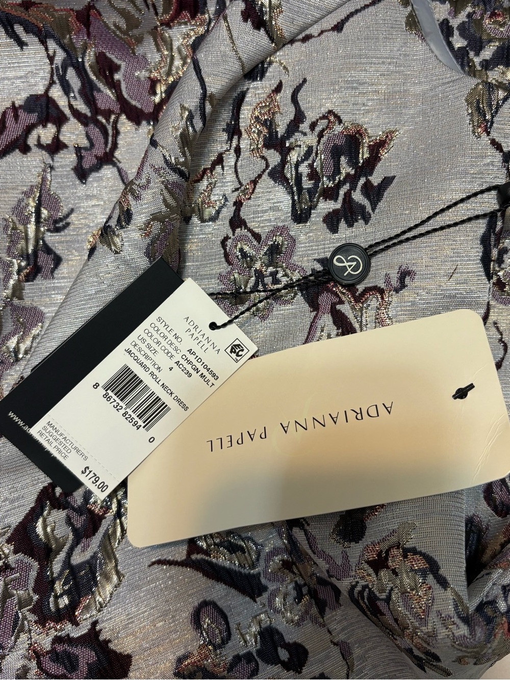 Adrianna Papell Floral Metallic Jacquard Fit & Flare Dress - Picture 8 of 8